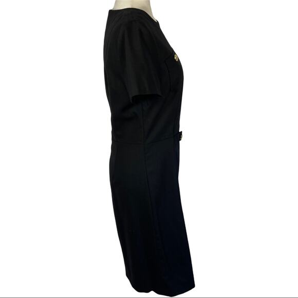 J. McLaughlin Classic Black Fine Wool Short Sleeve Dress Size 6 - Picture 4 of 11